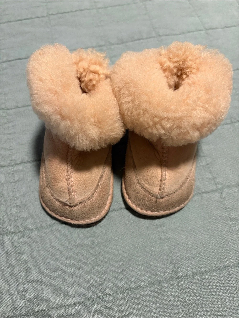 UGG Peach Suede Shearling Kids Slippers